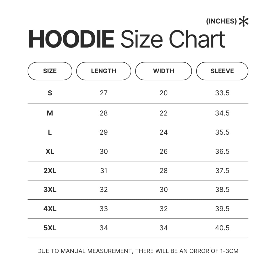 Hoodie Size Chart - Disenchantment Store