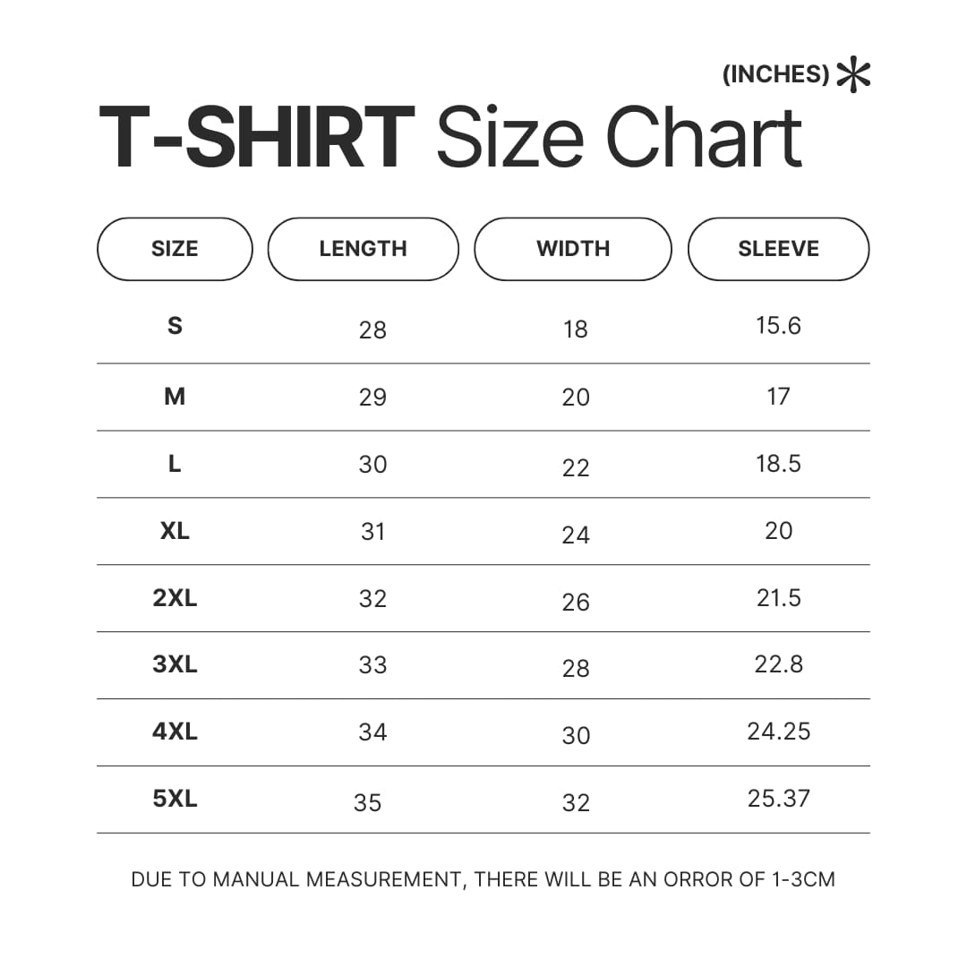 T shirt Size Chart - Disenchantment Store