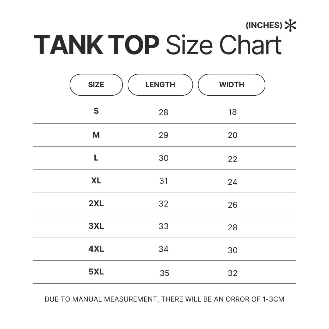 Tank Top Size Chart - Disenchantment Store